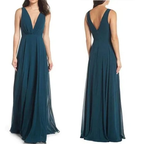 Jenny Yoo Dresses & Skirts - Jenny Yoo Ryan Bridesmaid Illusion Mesh Gown in Teal Green Caspian Sea, US 2